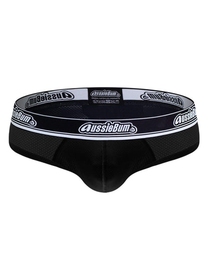 Black men's underwear with 'AussieBum' branding on a white background
