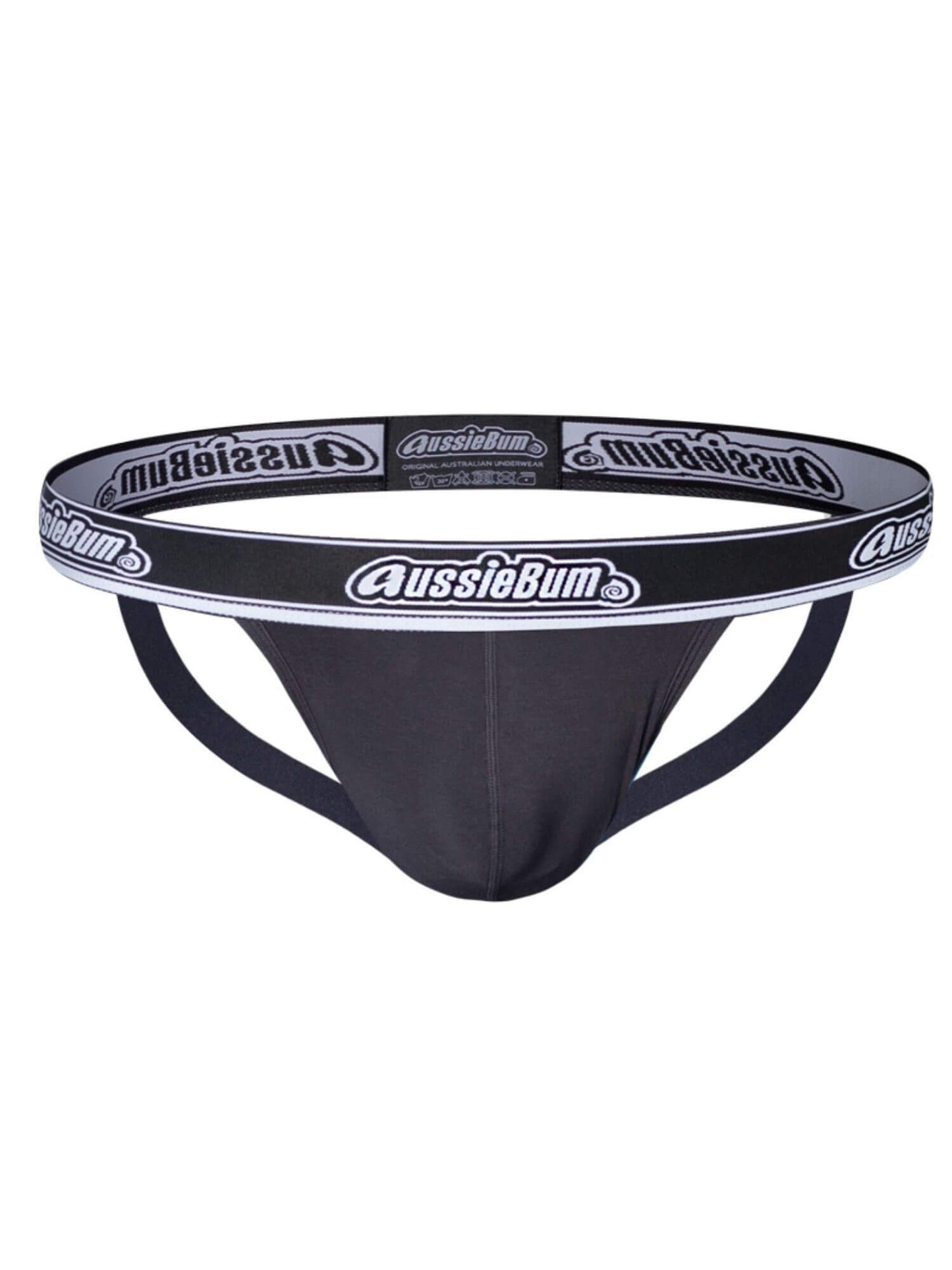 Charcoal men's underwear with 'AussieBum' branding on a white background