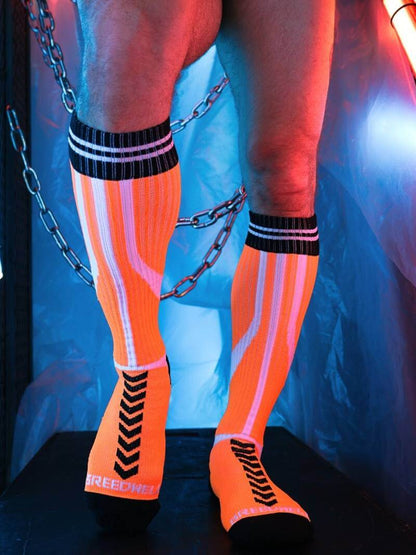mens breedwell knee high neon clubwear socks