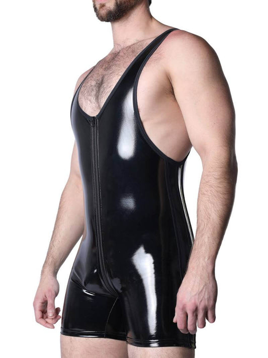 Mens CellBlock13 Iron Grip Shiny Latex Effect Singlet