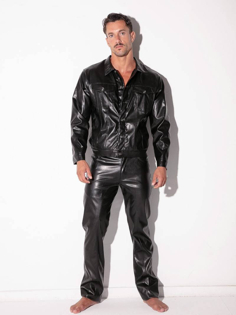 CODE22 men's faux leather button-through jacket with pockets