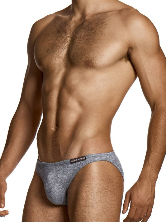 Man wearing gray underwear on a white background