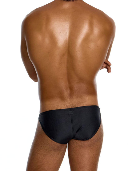 man wearing black modus vivendi prince albert swimwear brief