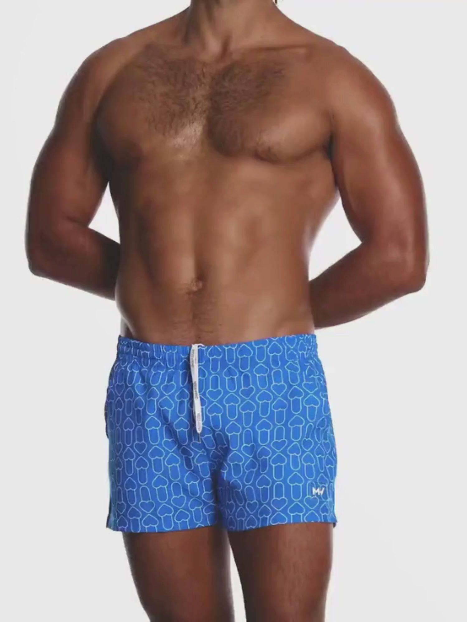 Modus Vivendi X Heart Swim Shorts worn by a model in a video