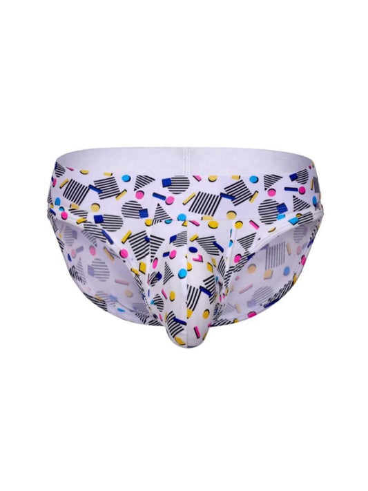 Colorful patterned underwear on a white background