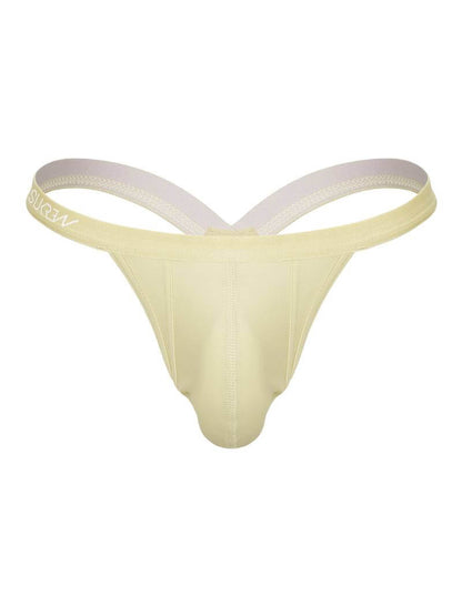 Yellow men's underwear with white waistband on a white background