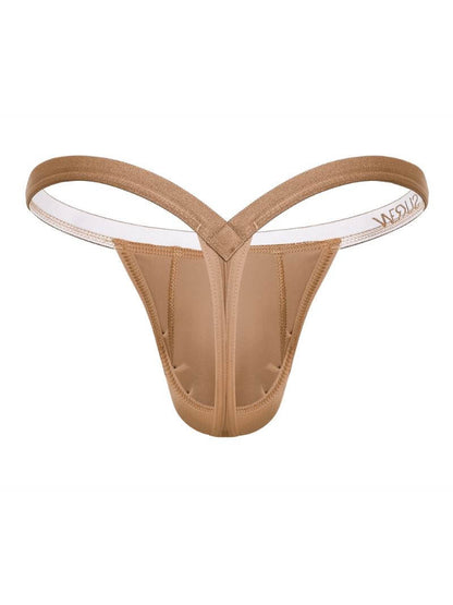 Beige thong on a white background