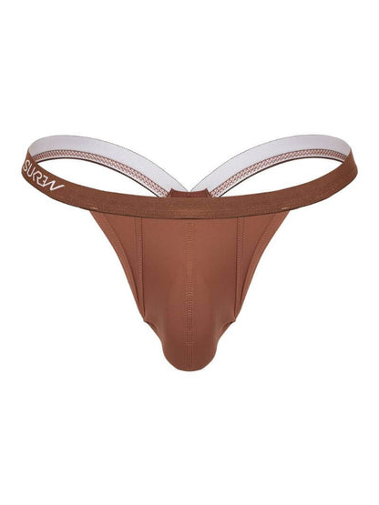 Brown SUKREW men's underwear with white waistband on a white background