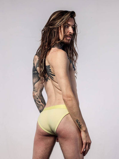 SUKREW Men's Rhythm Cotton Tanga Brief in Yellow