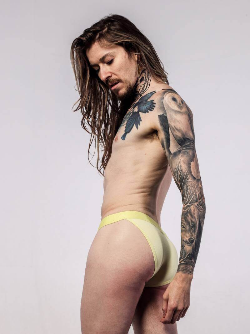 SUKREW Men's Rhythm Cotton Tanga Brief in Yellow