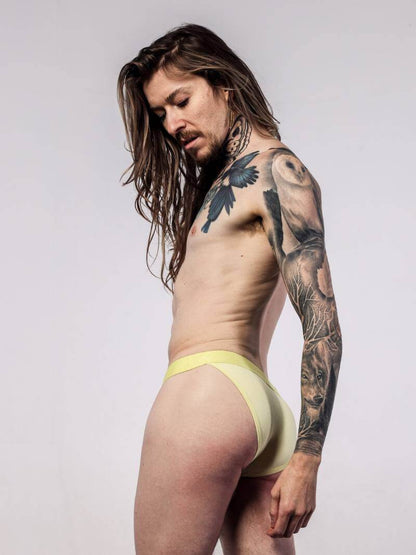 SUKREW Men's Rhythm Cotton Tanga Brief in Yellow