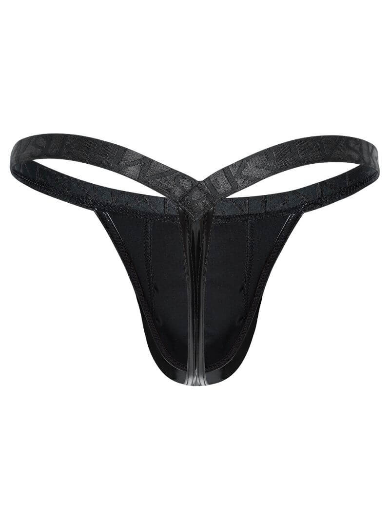 sukrew wet look men's black bubble thong undwewear