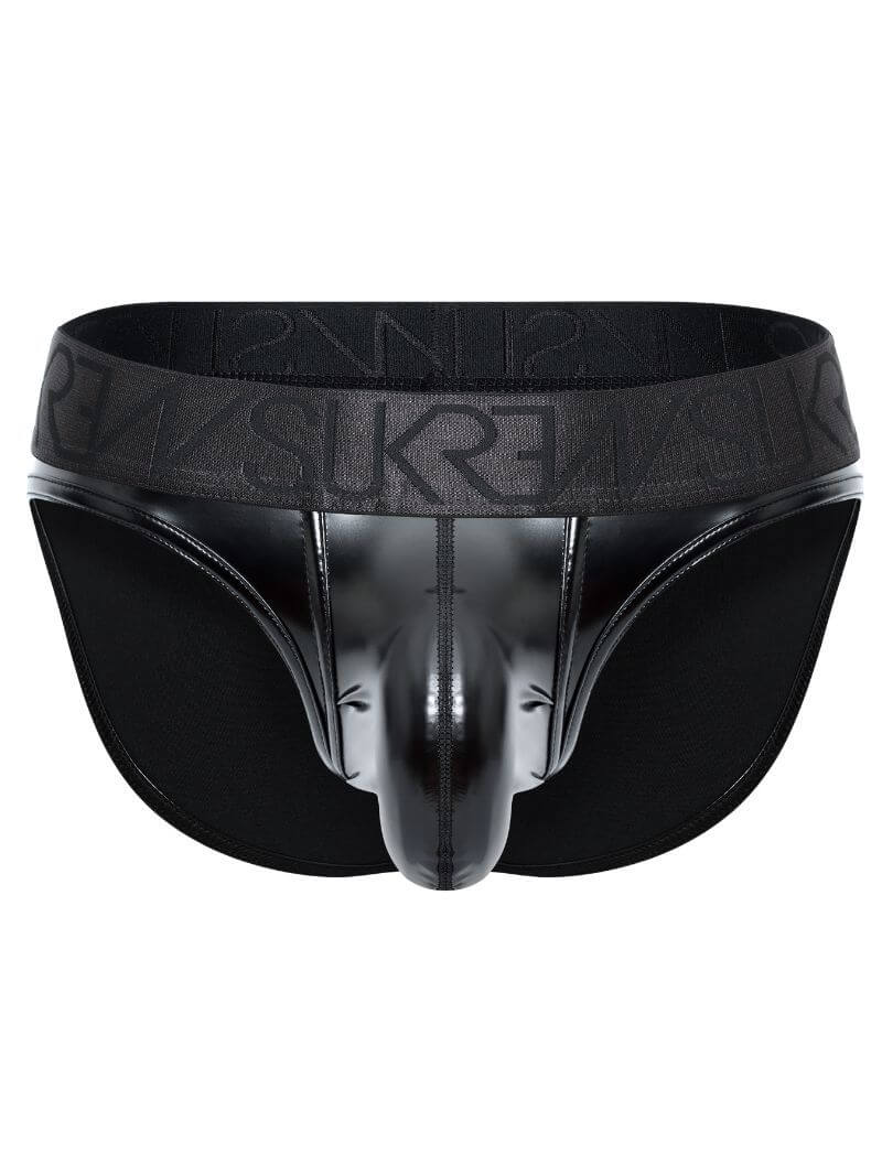 sukrew men's black fetish wet look PU-coated classic brief 
