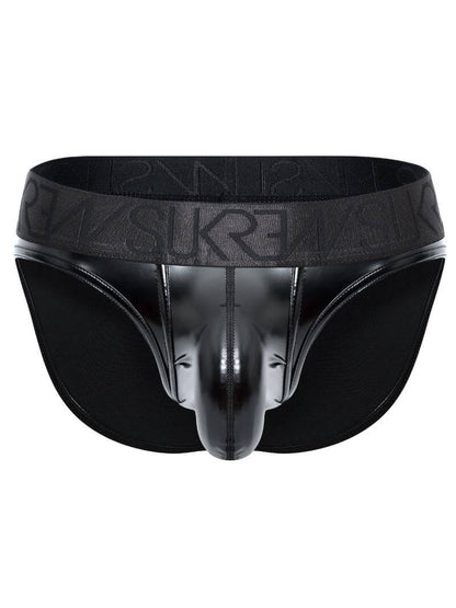 sukrew men's black fetish wet look PU-coated classic brief 