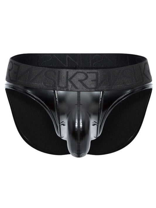 sukrew men's black fetish wet look PU-coated classic brief 