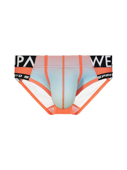Colorful men's underwear with brand logo on a white background