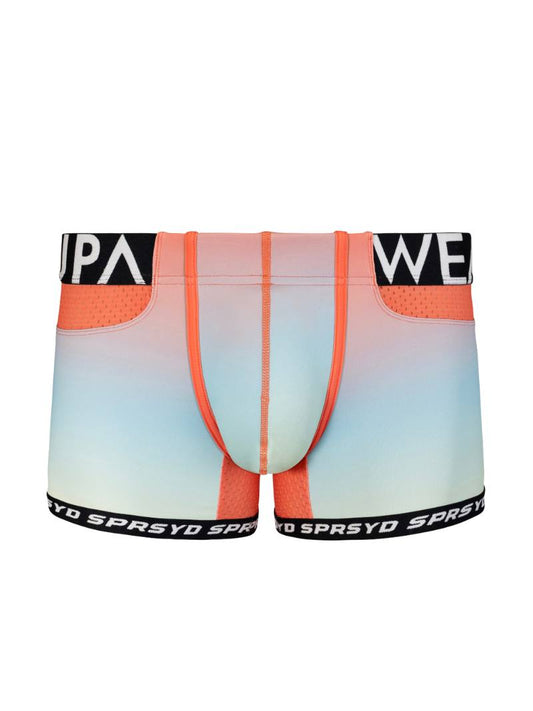 Multicolored boxer briefs with brand logo on a white background
