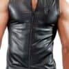 Mens Leather Zipped Tank Top - TOF Paris Fitted Leatherette Zip Up Tank