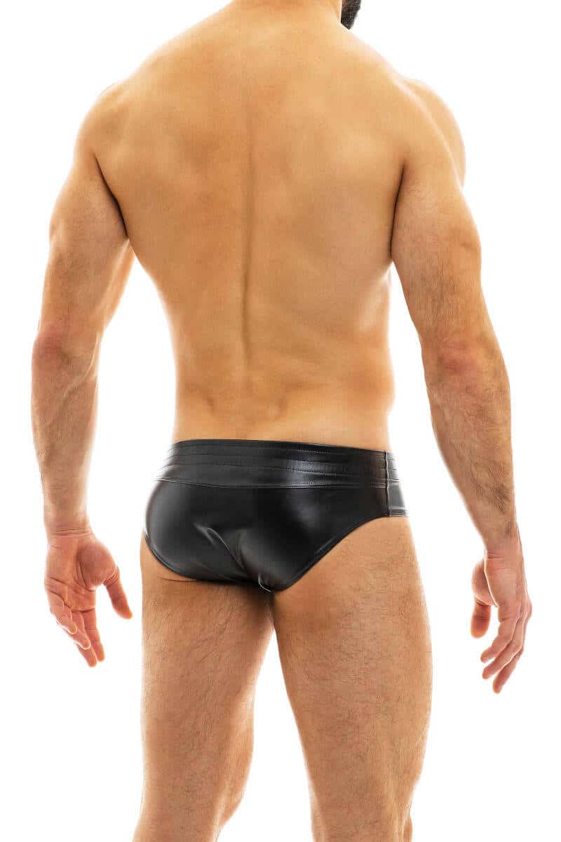 mens black leather underwear brief
