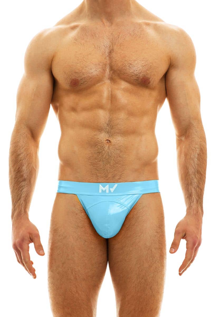 Modus Vivendi PVC Vinyl Latex Men's Tanga Underwear Briefs - Light Blue