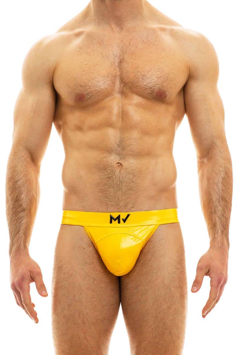 Modus Vivendi PVC Vinyl Latex Men's Tanga Underwear Briefs - Yellow
