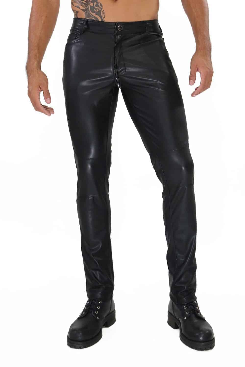 TOF Paris Fetish Full Zip Pants - Leatherette Design with Full Zipper