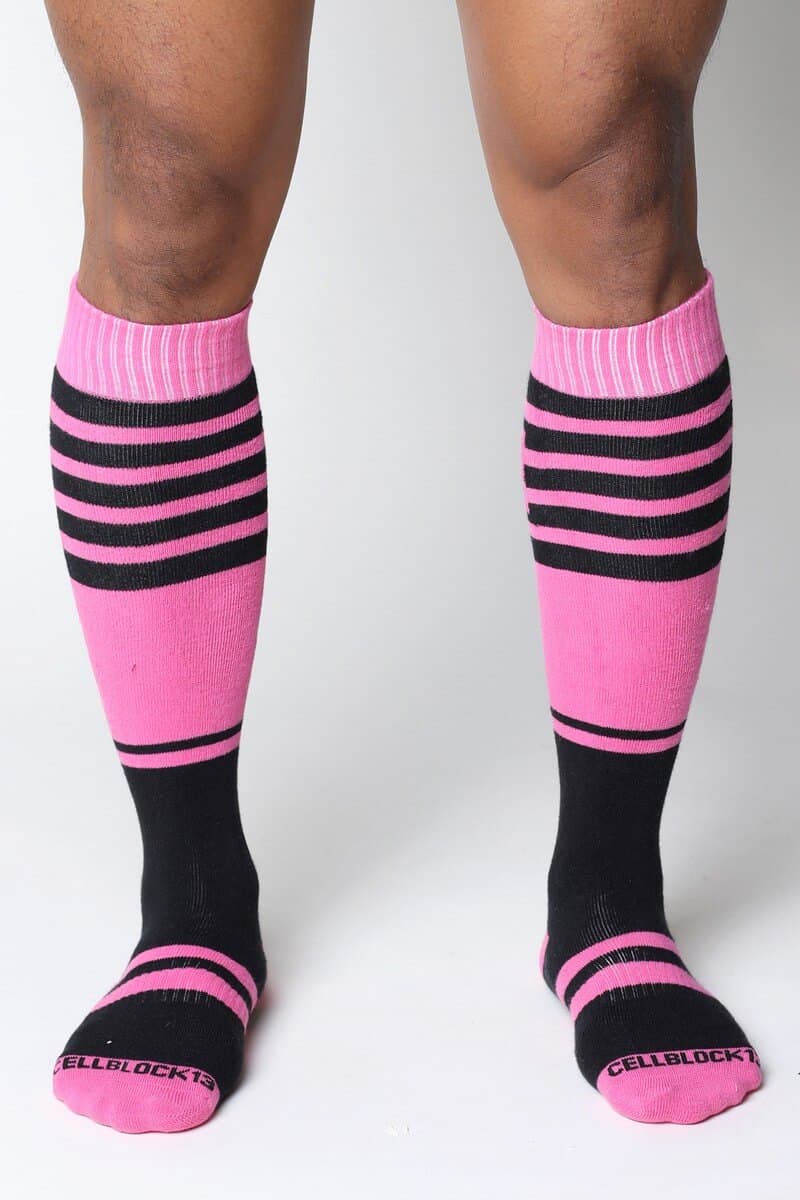 long leg pink mens socks