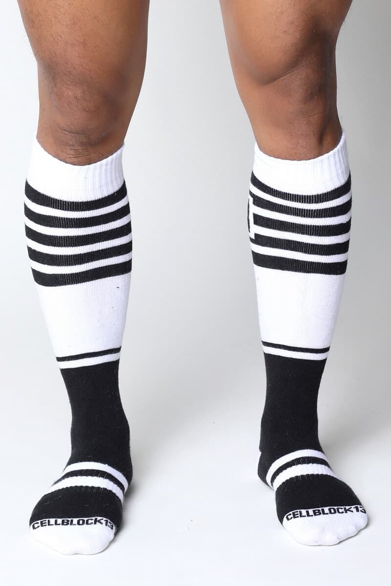 CellBlock13 Mens Midfield Long Leg Socks White