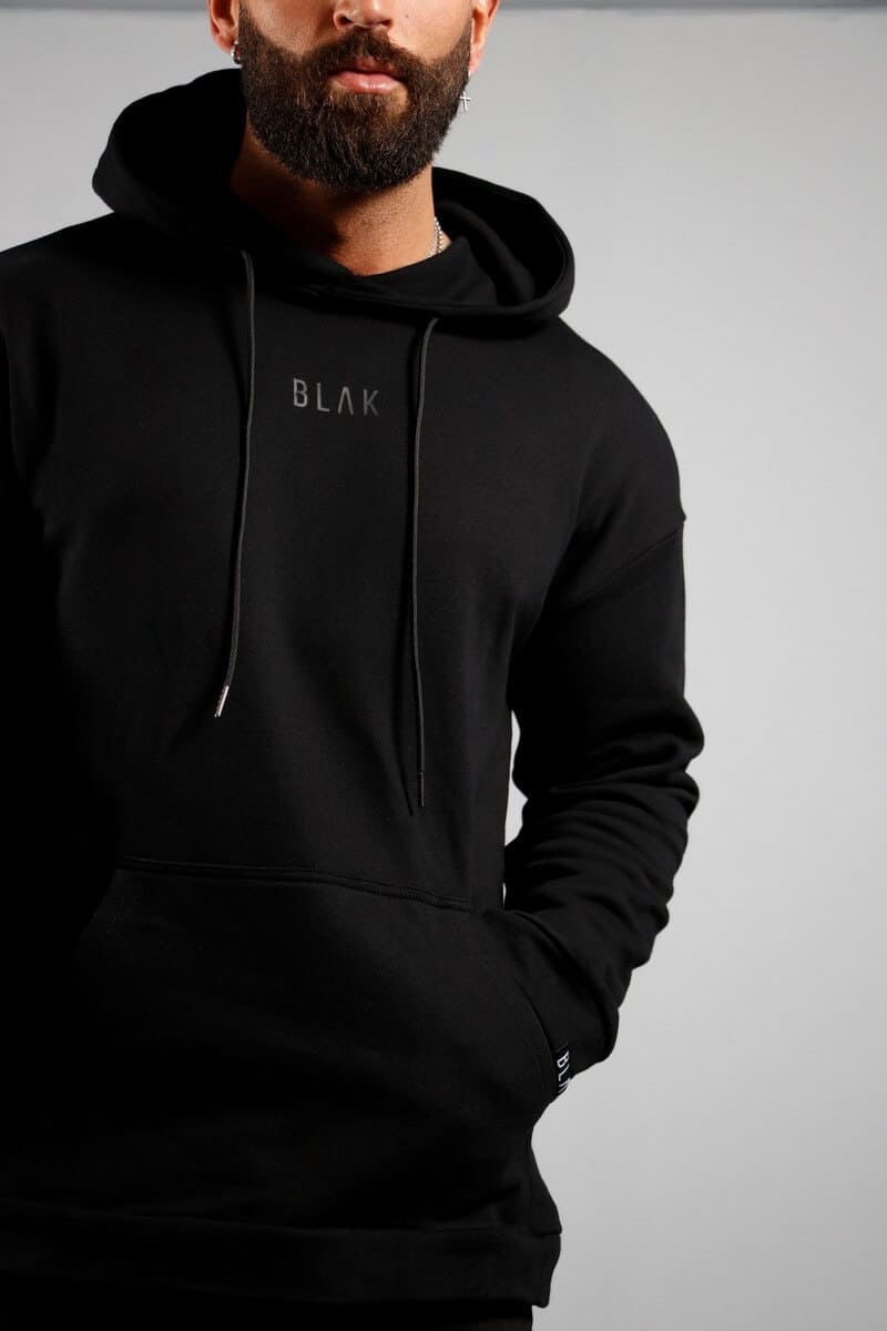 BLAK Oversized Hoodie, Small Black Logo