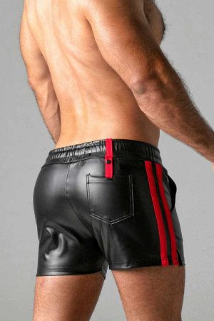 LOCKER GEAR Leatherette Double Striped Shorts