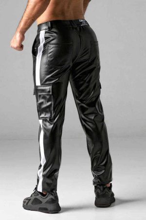 LOCKER GEAR Leatherette Cargo Pants with Rear Zip