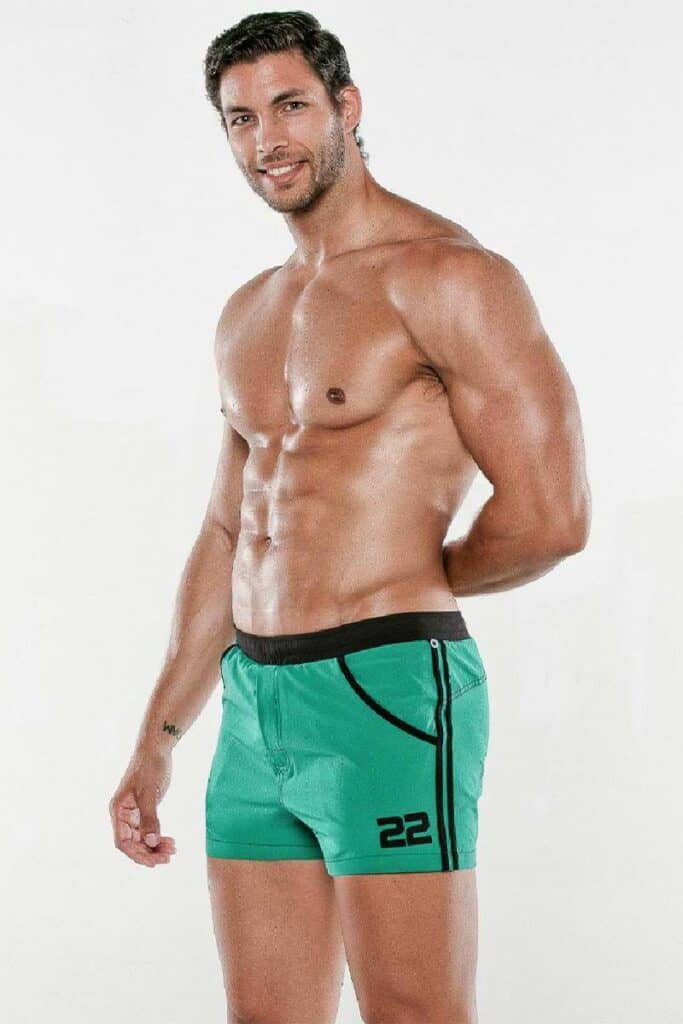 mens green swim shorts with pockets