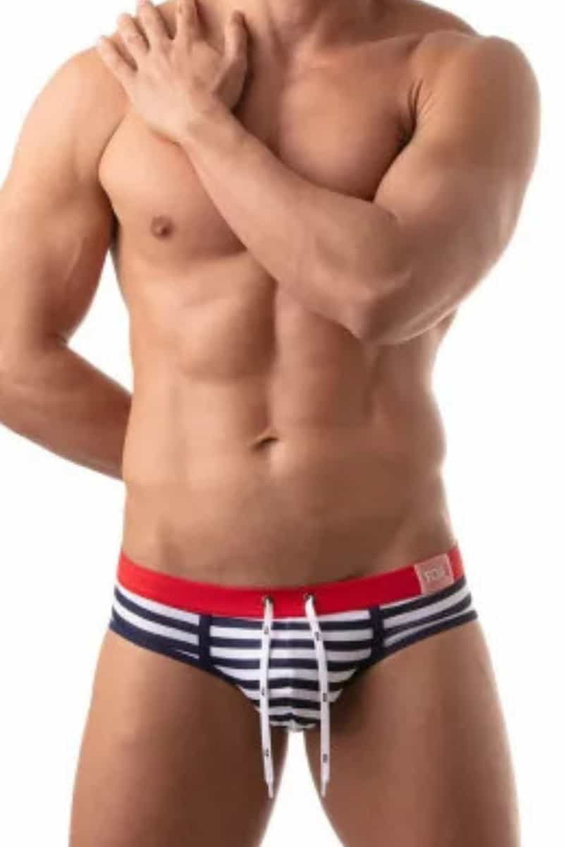 TOF Paris Sailor Striped Swim Briefs with Shaping Pouch