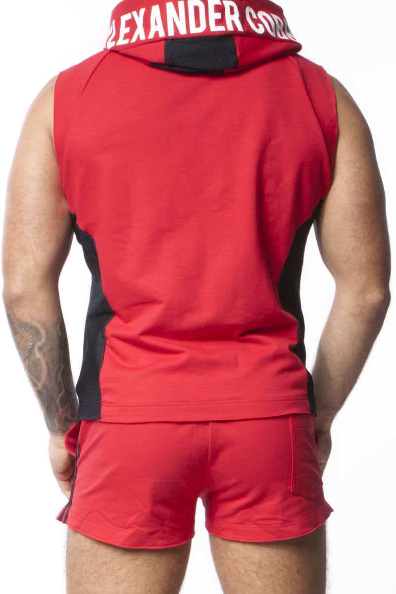 mens red striped gym shorts