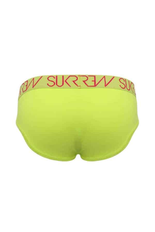 SUKREW MENS LIME GREEN COTTON BRIEF WITH LIFTING POUCH