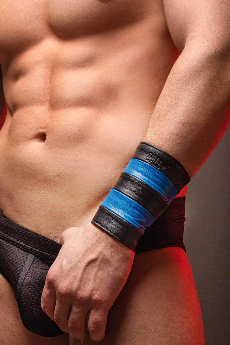 DALE MAS Striped Leather Wristband, Multiple Colours