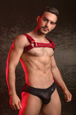 mens genuine leather chest harness