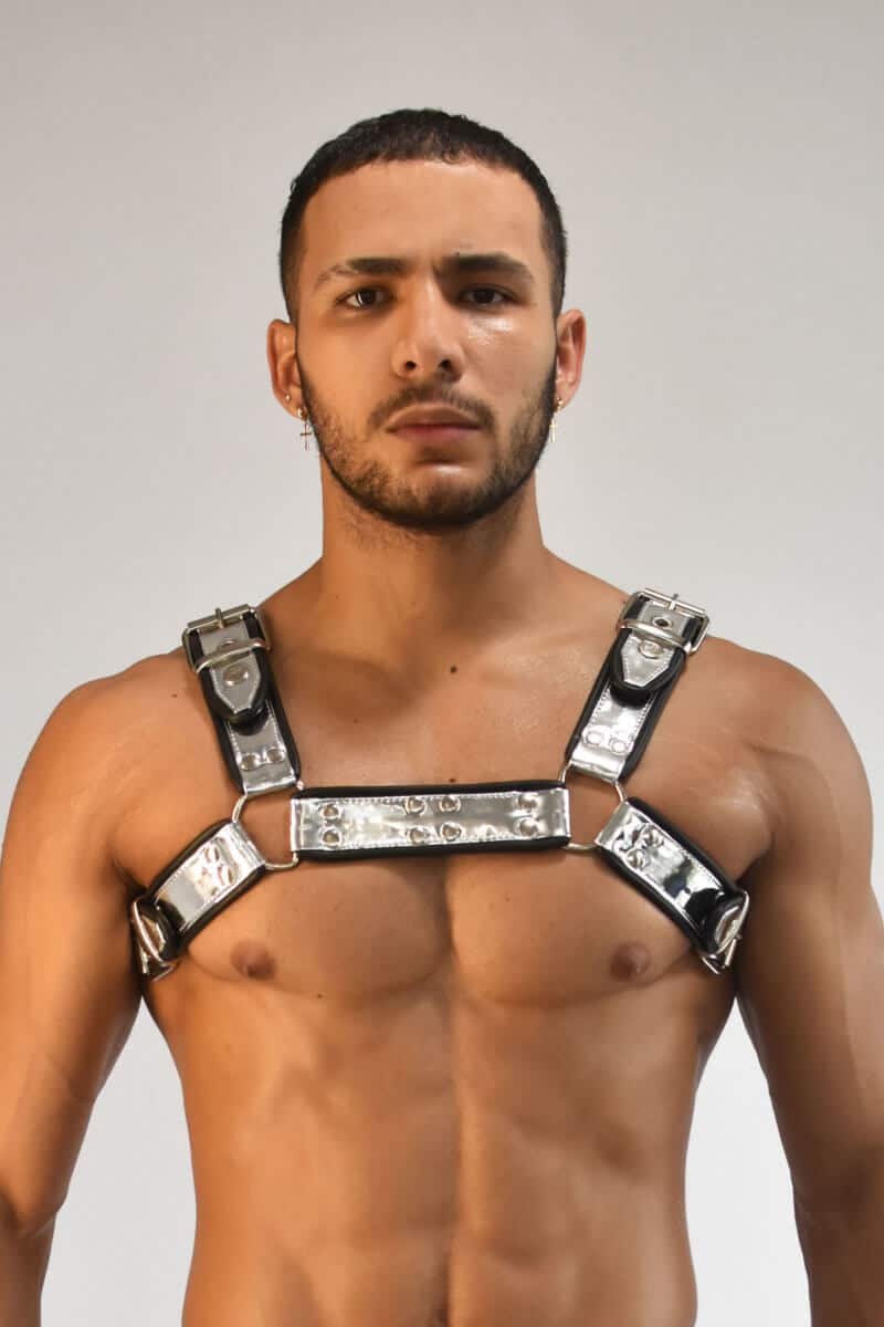 Mens Silver Chest Harness