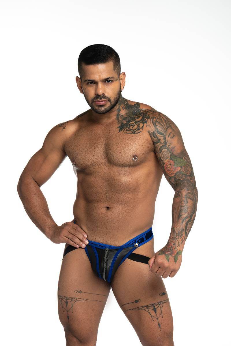 GIGO Fetish Leather Look Zip Jockstrap with Removable Pouch