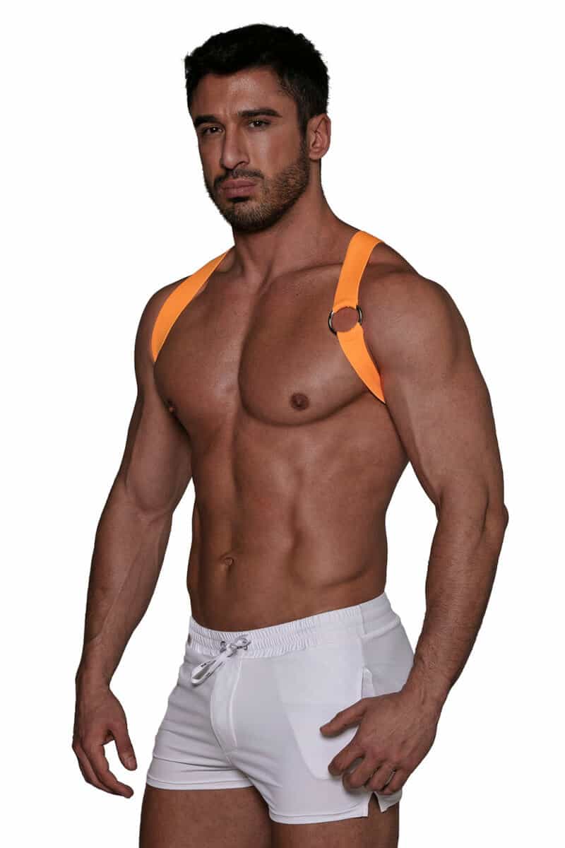 mens neon orange party clubwear harness