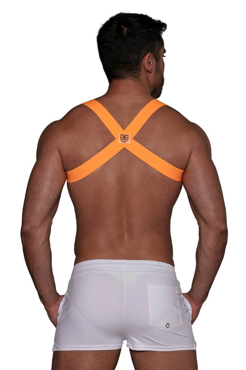mens neon orange clubwear party harnesses