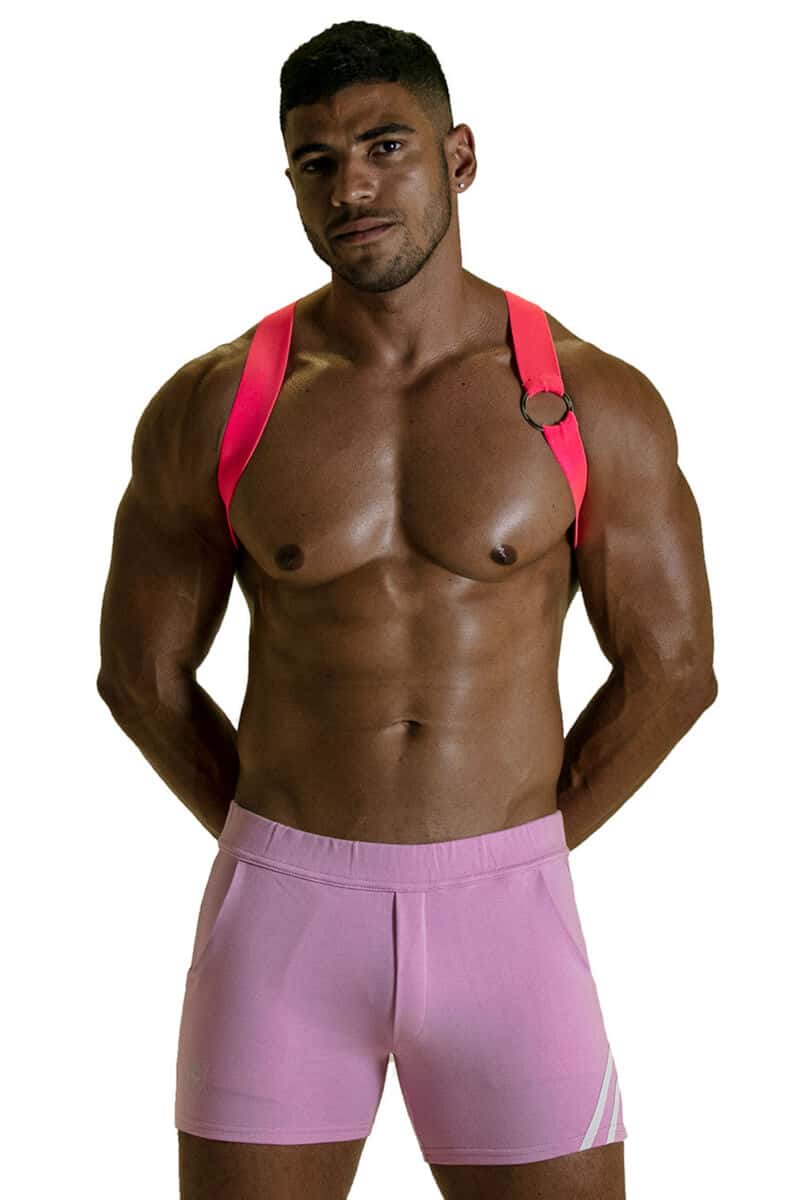 mens neon pink festival harness