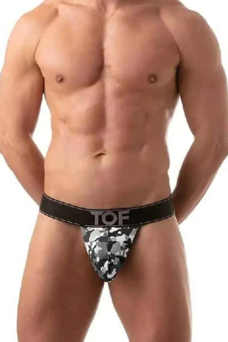 TOF Paris Camo Stringless Swimming Thong with Push-Up Pouch