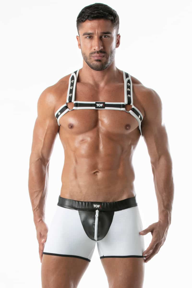 TOF Paris Bad Boys Backless Zipper Shorts in White