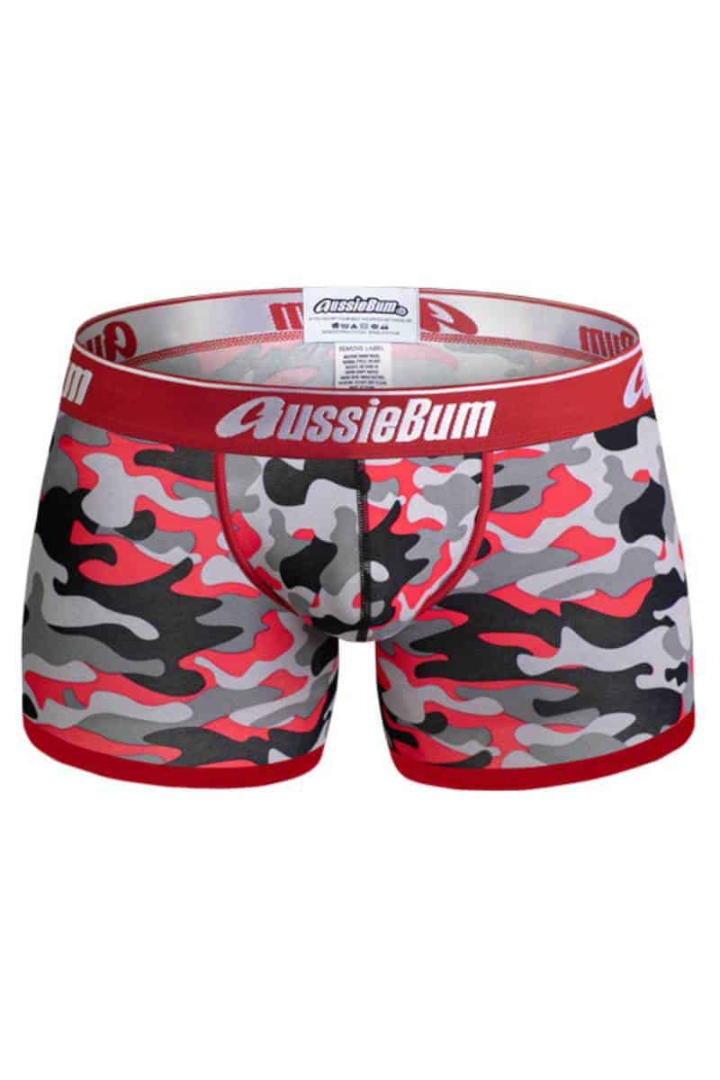 AUSSIEBUM COTTONSOFT 2.0 CAMO HIPSTER TRUNK RED CAMOUFLAGE UK