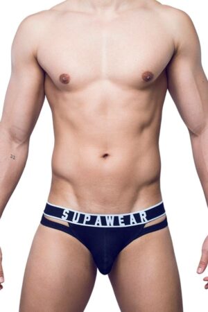 Supawear Men's Black Ribbed Slashed Brief