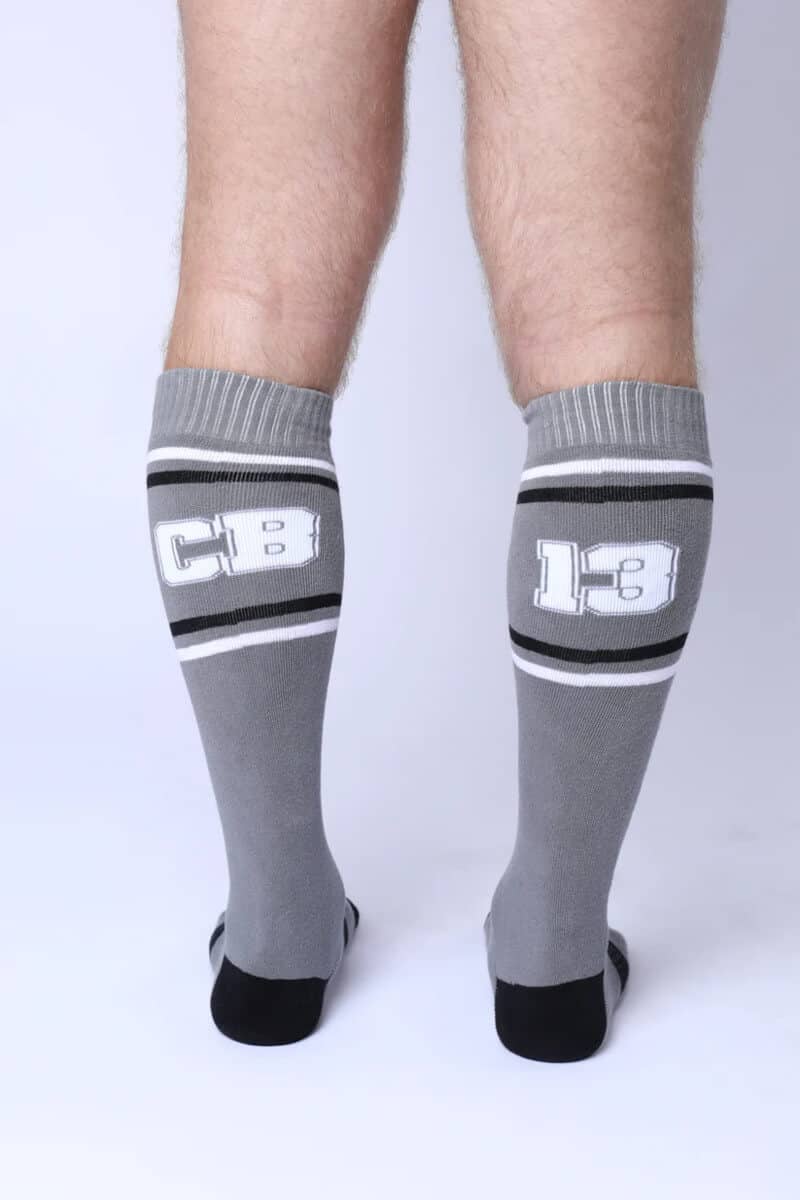 Mens grey knee high socks