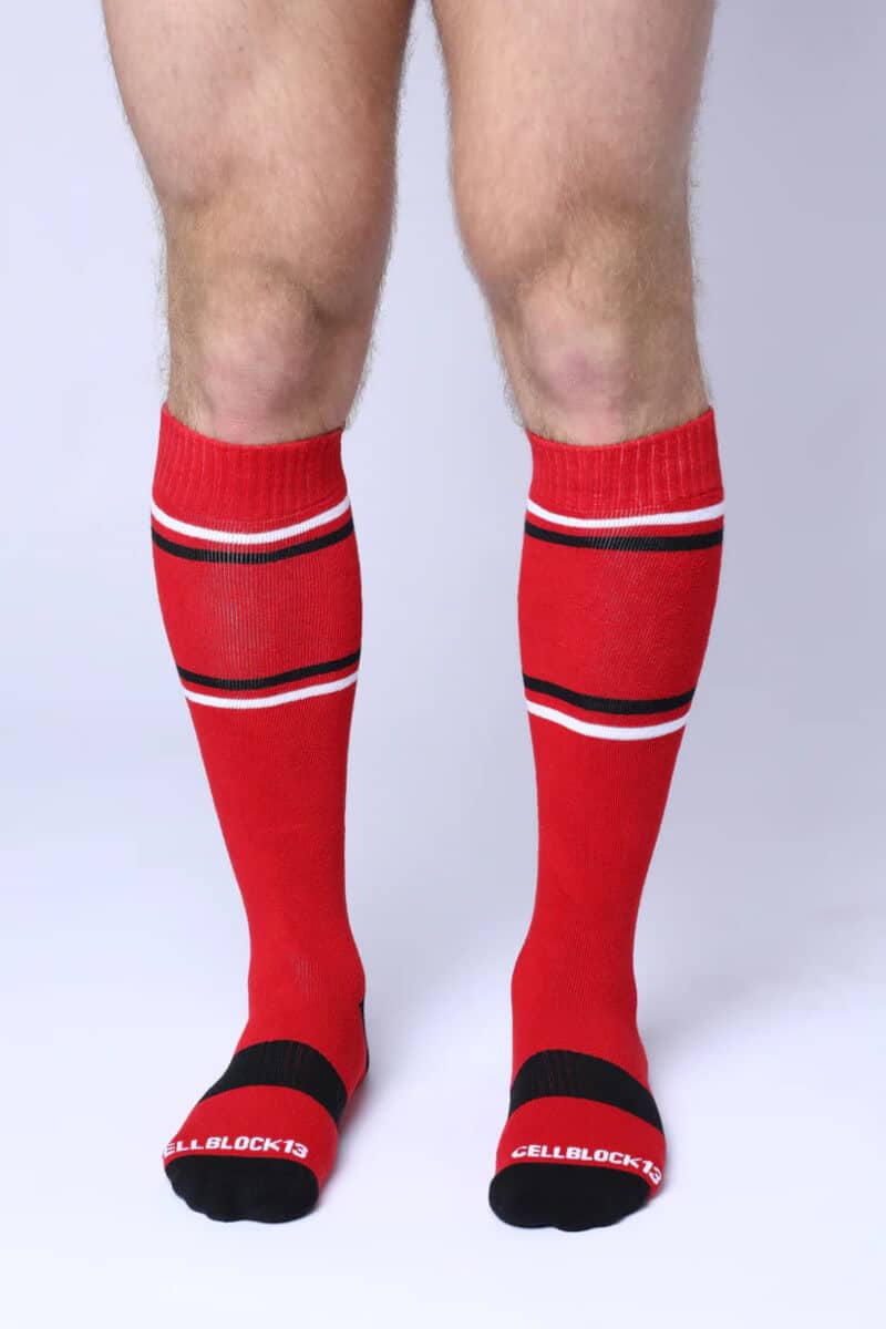 cell block 13 gay red knee length socks cotton