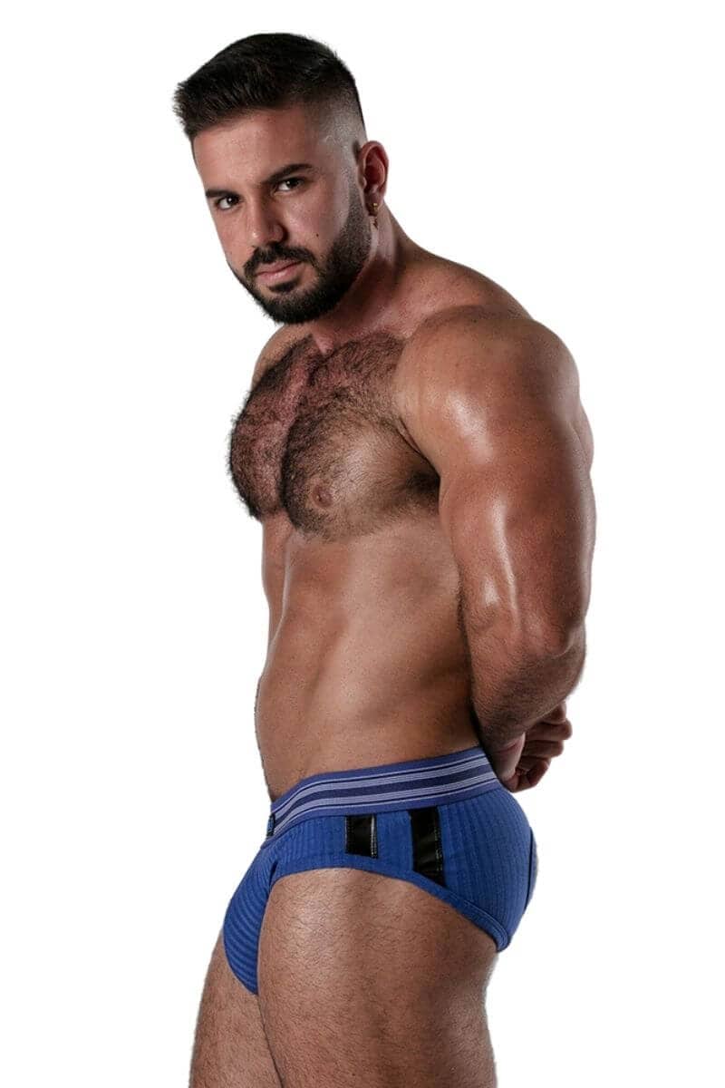 Locker Gear Backroom Ribbed Cotton Bottomless Brief with Leatherette Stripes