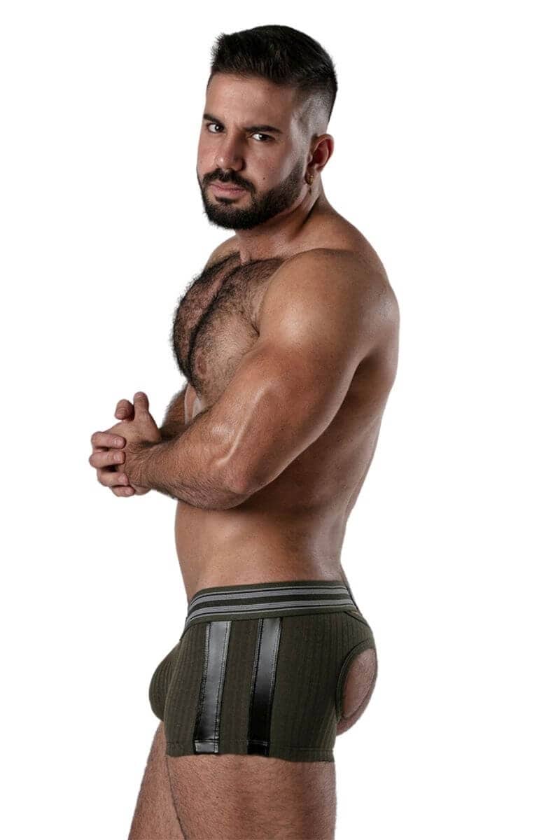 Locker Gear Backroom Ribbed Cotton Bottomless Trunk with Leatherette Stripes